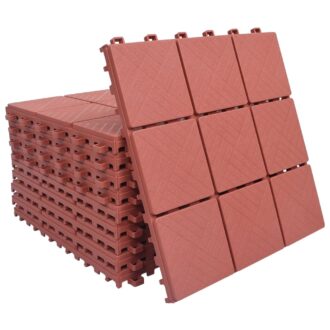 Decking Tiles 10 pcs Red 30.5×30.5 cm Plastic