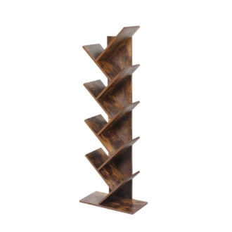 8-Tier Bookshelf Wooden Tree Bookcase Storage Home Decor Display Stand