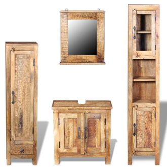 Vanity Cabinet Set with Mirror & 2 Side Cabinets