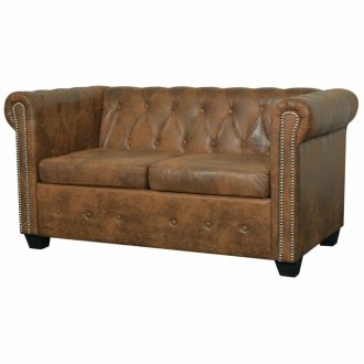 Blyth Chesterfield Sofa Artificial Leather Brown