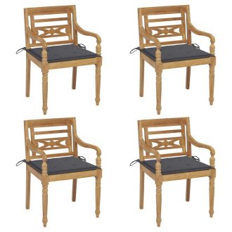 Batavia Chairs with Cushions Solid Teak Wood