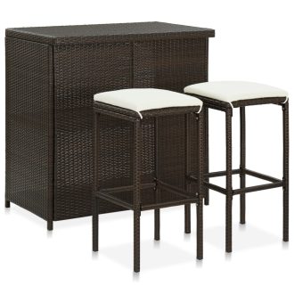 3 Piece Bar Set Poly Rattan