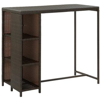 Bar Table with Storage Rack 120x60x110 cm Poly Rattan