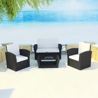 Garden lounge set with Cushions Poly Rattan