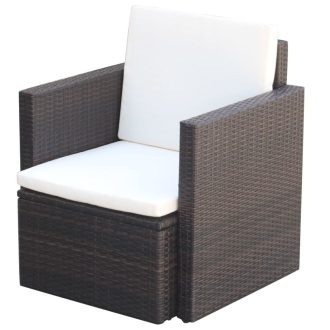 Garden Chair with Cushions and Pillows Poly Rattan