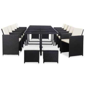 Outdoor Dining Set with Cushions Poly Rattan