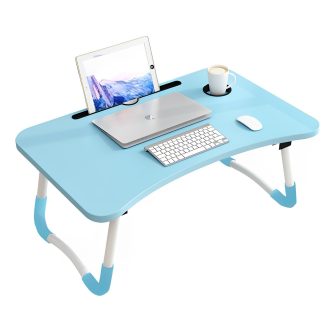 Portable Bed Table Adjustable Foldable Bed Sofa Study Table Laptop Mini Desk with Notebook Stand Cup Slot Home Decor