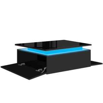 Coffee Table LED Lights High Gloss Storage Drawer Living Room