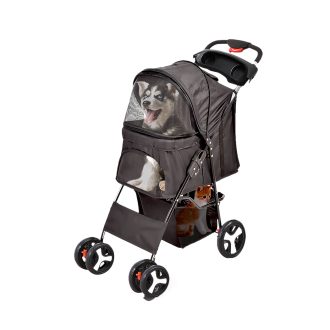 4 Wheels Pet Stroller Dog Cat Cage Puppy Pushchair Travel Walk Carrier Pram