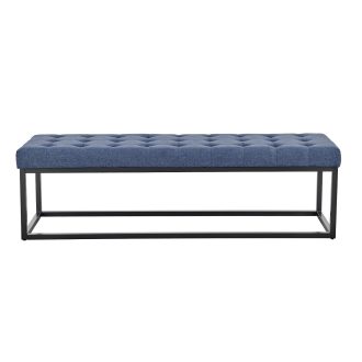 Cameron Button-Tufted Upholstered Bench with Metal Legs