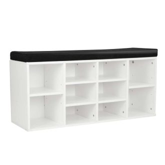 Shoe Rack Cabinet Organiser Black Cushion – White