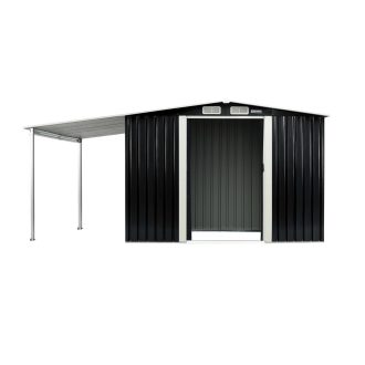 Wallaroo Zinc Steel Garden Shed with Open Storage – Black