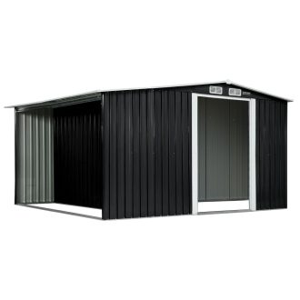 Wallaroo Garden Shed with Semi-Closed Storage – Black