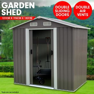 Garden Shed Spire Roof Outdoor Storage Shelter – Grey