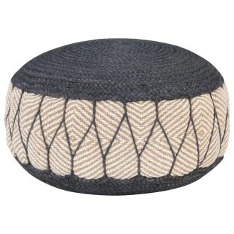 Woven/Knitted Pouffe Jute Cotton 50×30 cm Blue