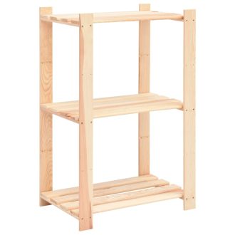 3-Tier Storage Rack 60x38x90 cm Solid Wood Pine 150 kg