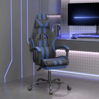 Gaming Chair with Footrest and Faux Leather