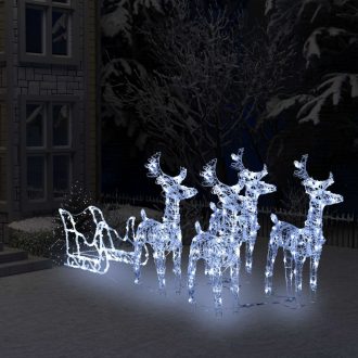 Reindeers & Sleigh Christmas Decoration 160 LEDs 130 cm Acrylic