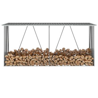 Garden Log Storage Shed Galvanised Steel 330x84x152 cm