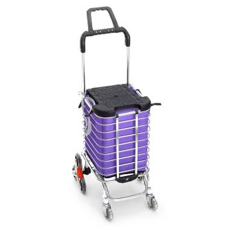 Foldable Shopping Cart Trolley Stainless Steel Basket Luggage Grocery Portable