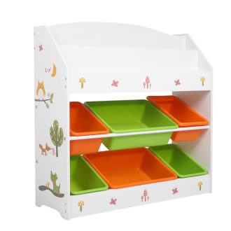 Kids Toy Box Organiser Bookshelf 6 Bins Display Shelf Storage Rack Drawer