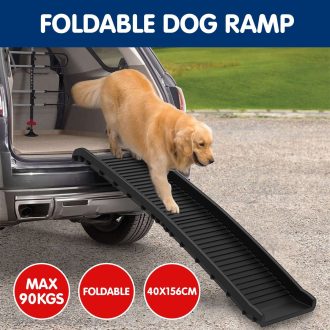 Foldable Car Dog Ramp Vehicle Ladder Step Stairs – Black