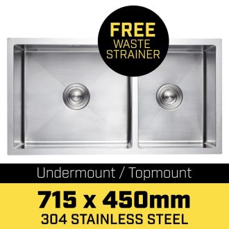 304 Stainless Steel Undermount Topmount Kitchen Laundry Sink – 715 x 450mm