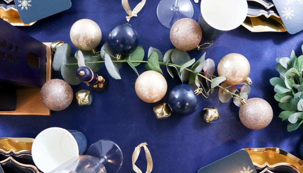 Blue and Silver Tablescape Decoration for christmas