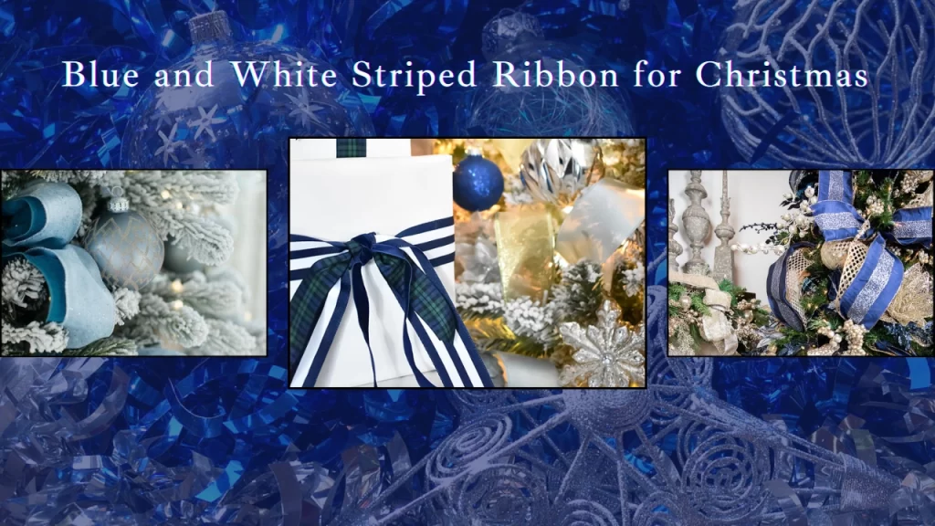 Blue and White Striped Ribbon for Christmas