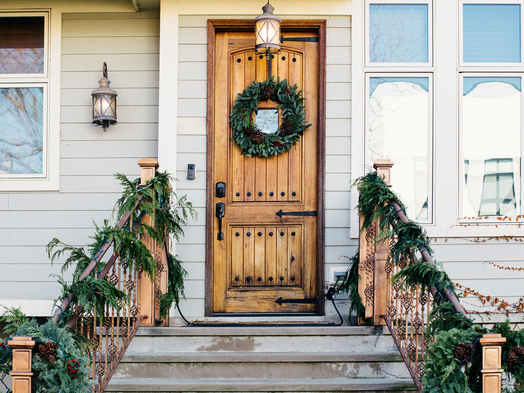 Front Door or Back Door Wreath with Garland ideas