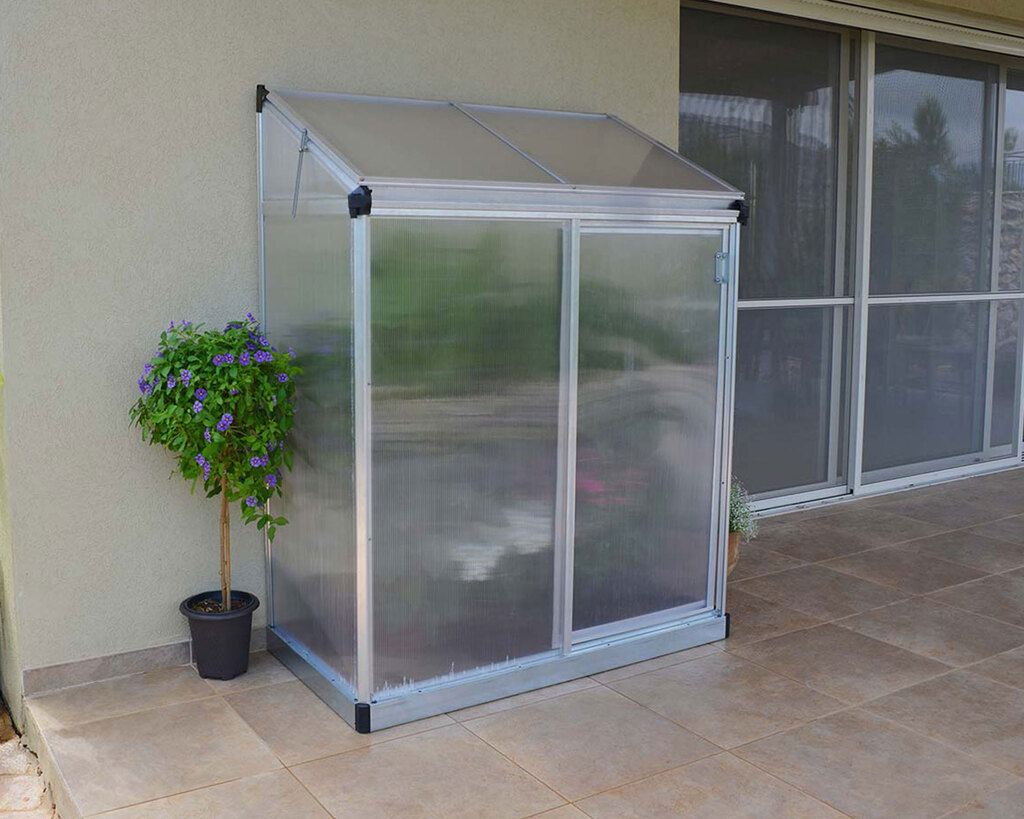 Lean-to Greenhouse With Polycarbonate Roof Panels