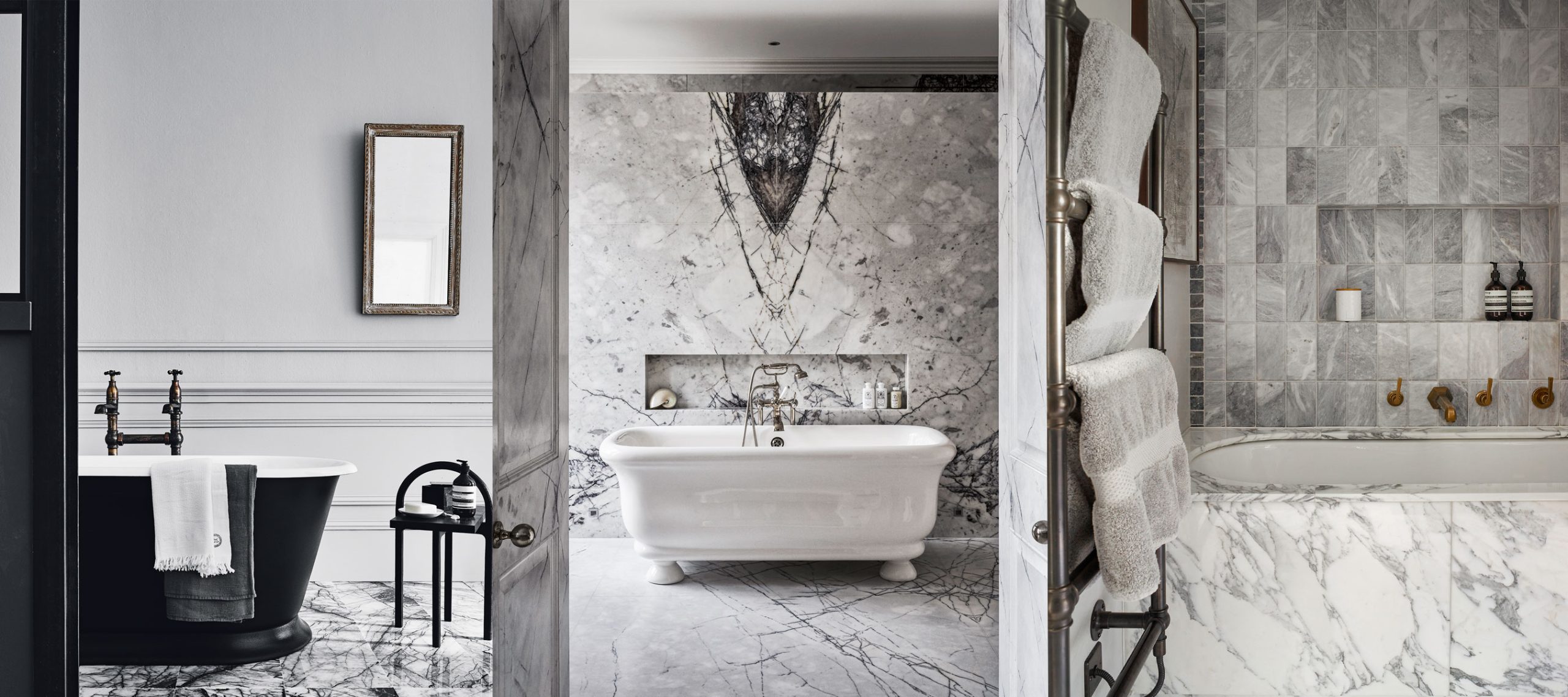 White, Grey and Brass hamptons style bathroom