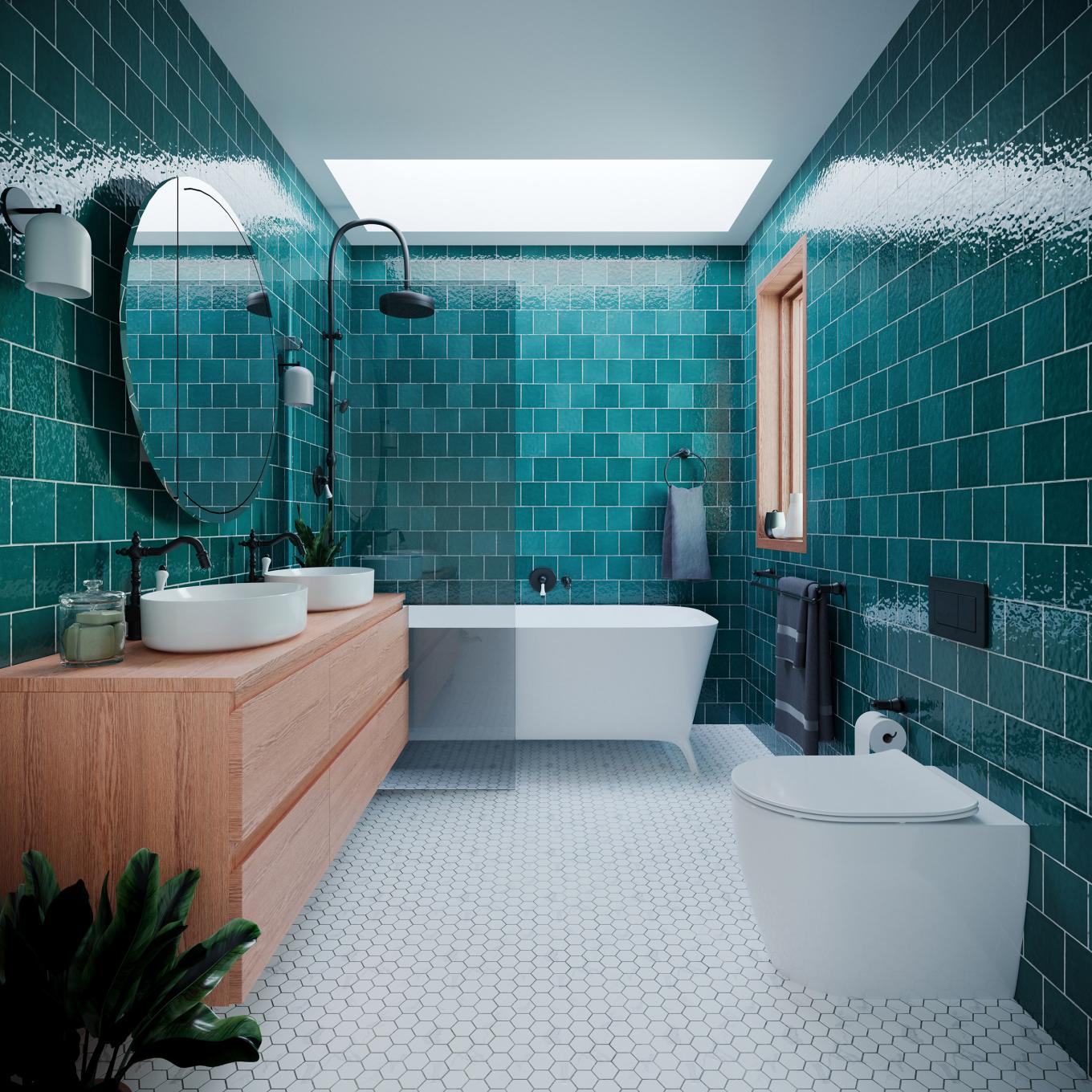 hamptons style DIY Mosaic Shower Retreat
