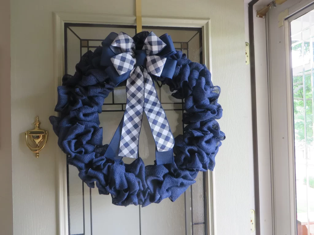 Blue Christmas Wreath with Ribbon