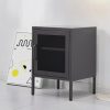ArtissIn Mini Mesh Door Storage Cabinet Organizer Bedside Table – Black