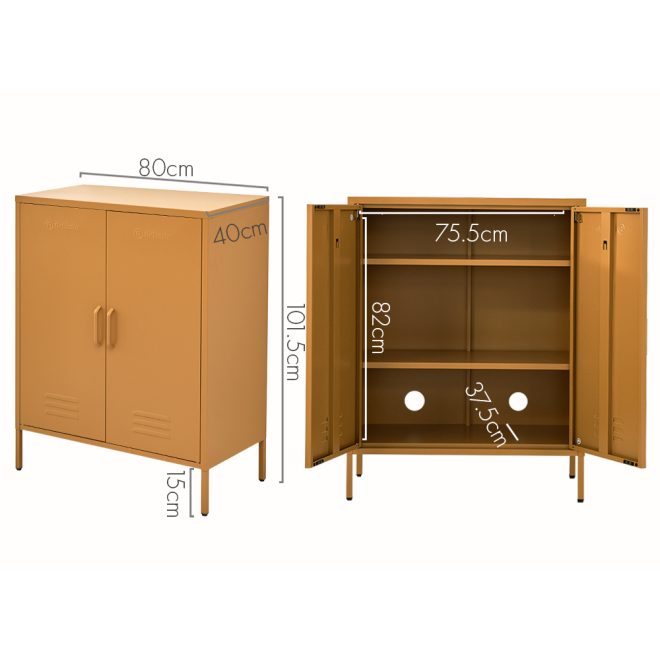 ArtissIn Buffet Sideboard Locker Metal Storage Cabinet – SWEETHEART – Yellow