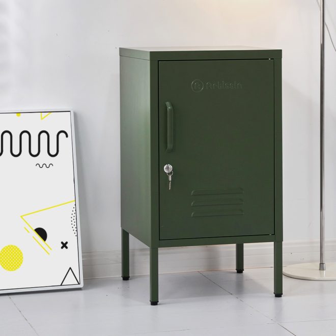 ArtissIn Metal Locker Storage Shelf Filing Cabinet Cupboard Bedside Table – Green