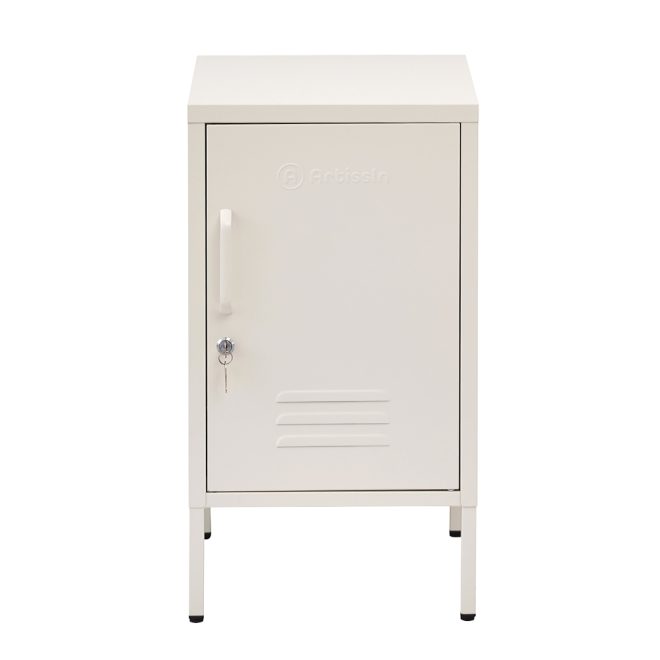 ArtissIn Metal Locker Storage Shelf Filing Cabinet Cupboard Bedside Table – White