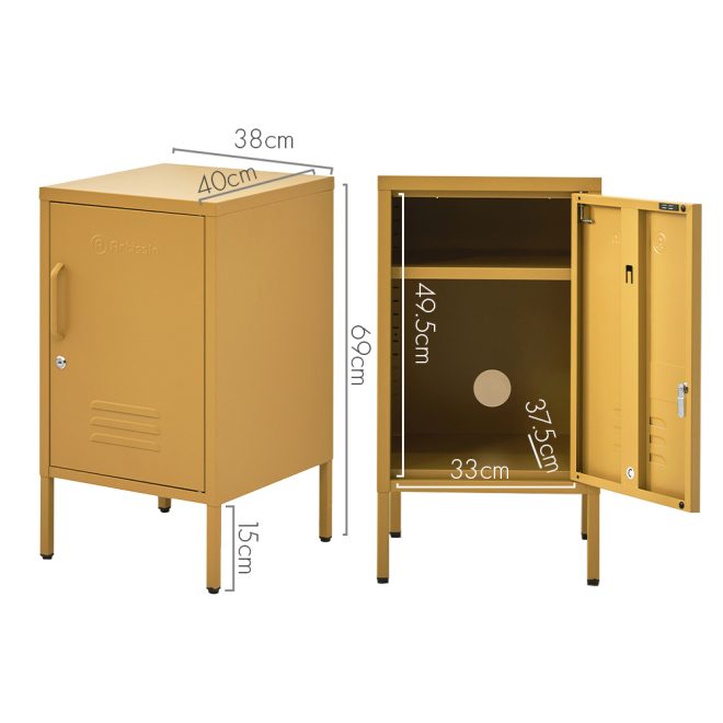 ArtissIn Metal Locker Storage Shelf Filing Cabinet Cupboard Bedside Table – Yellow