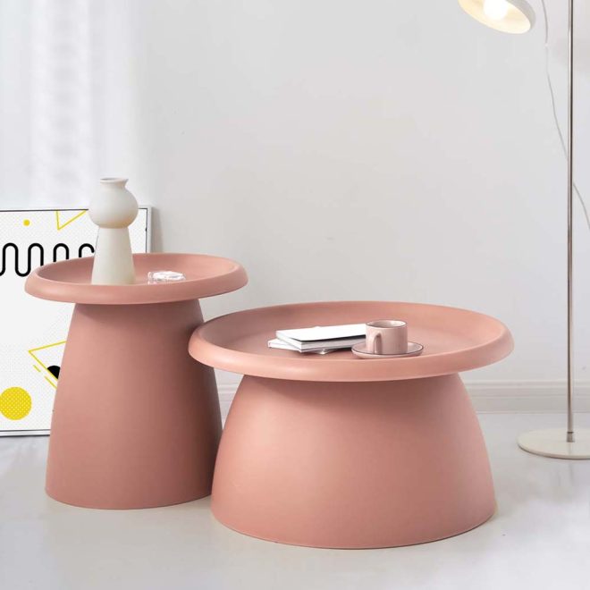 ArtissIn Coffee Table Mushroom Nordic Round Large Side Table 70CM – 50×45 cm, Grey