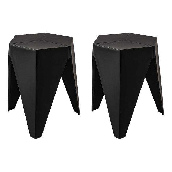 ArtissIn Set of 2 Puzzle Stool Plastic Stacking Bar Stools Dining Chairs Kitchen – Black