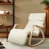 Artiss Fabric Rocking Armchair with Adjustable Footrest – Beige