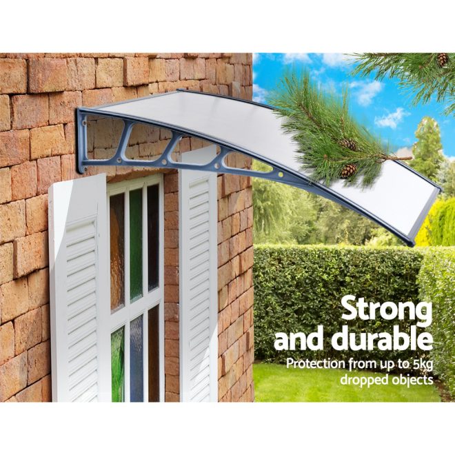 Instahut Window Door Awning Door Canopy Outdoor Patio Sun Shield DIY – 1.5×2 m, Clear and Grey