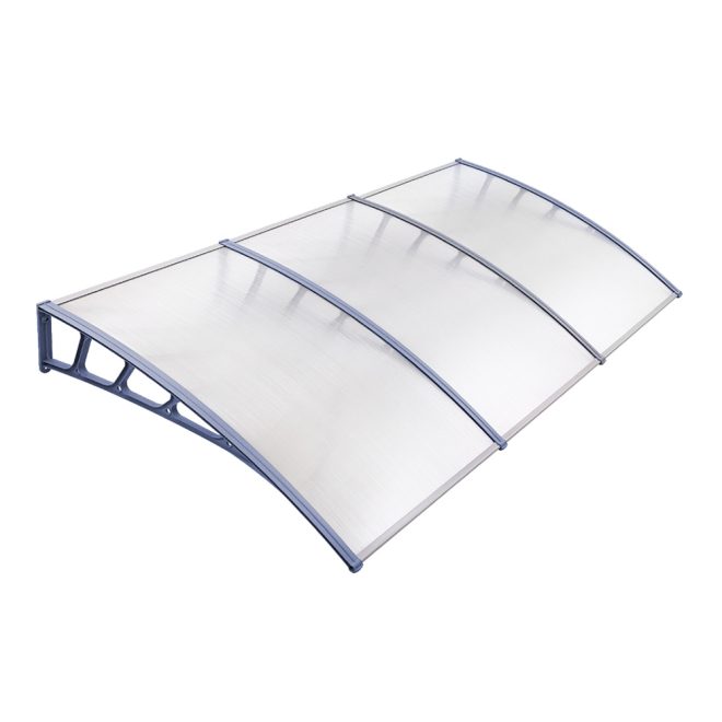 Instahut Window Door Awning Door Canopy Outdoor Patio Sun Shield DIY – 1.5×3 m, Clear and Grey
