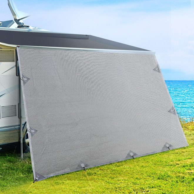 3.4M Caravan Privacy Screens Roll Out Awning End Wall Side Sun Shade – 4.6×1.95 m