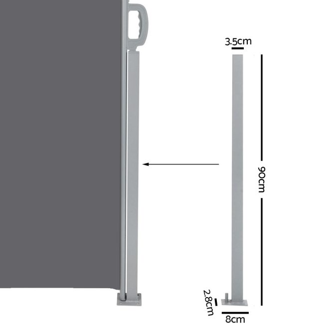 Instahut Retractable Side Awning Garden Patio Shade Screen Panel Grey – 1.8×6 m