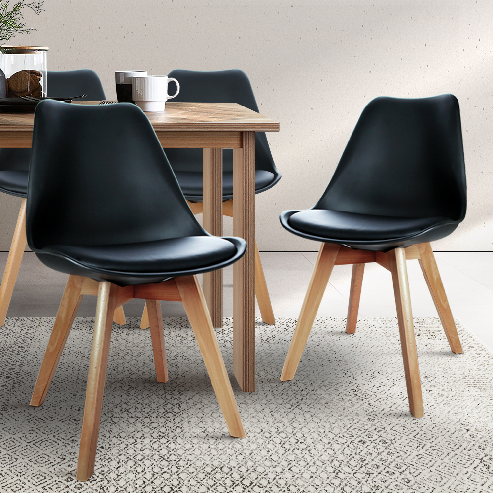 Set of 4 Padded Dining Chair – Black