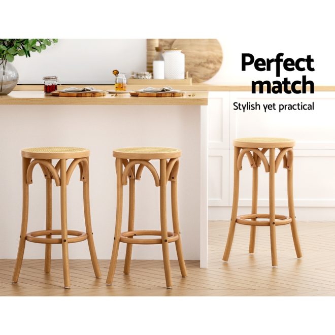 Bar Stools Wooden Stool Counter Chair Kitchen Barstools Rattan Seat. – 1