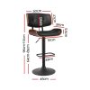 Artiss Bar Stool Gas Lift Wooden PU Leather – Black and Wood – 1