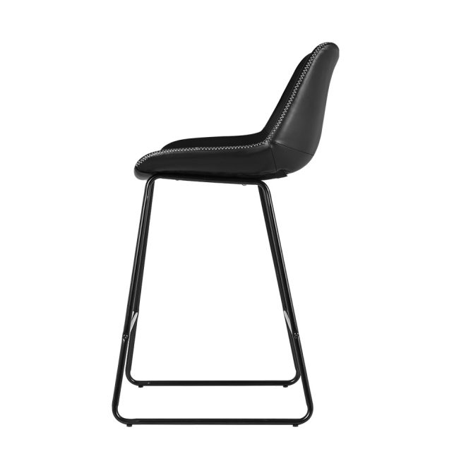 Artiss Set of 2 Bar Stools Kitchen Metal Bar Stool Dining Chairs PU Leather – Black